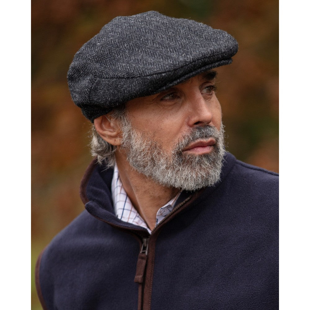 Harris Tweed Oakmoor Country Flat Cap - Charcoal