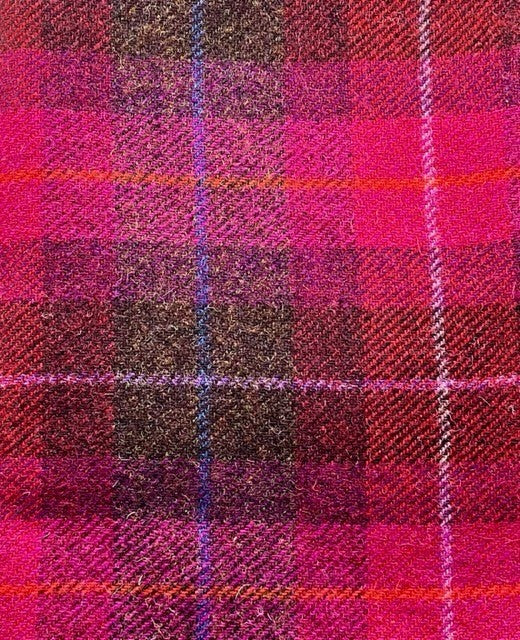 Harris Tweed Cerise Brown Red Tartan Cloth Fabric