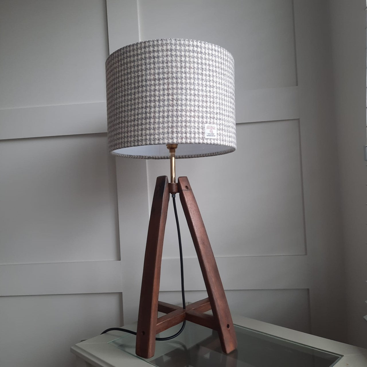 Harris Tweed Whiskey Oak Stave Table Lamp Hand Made