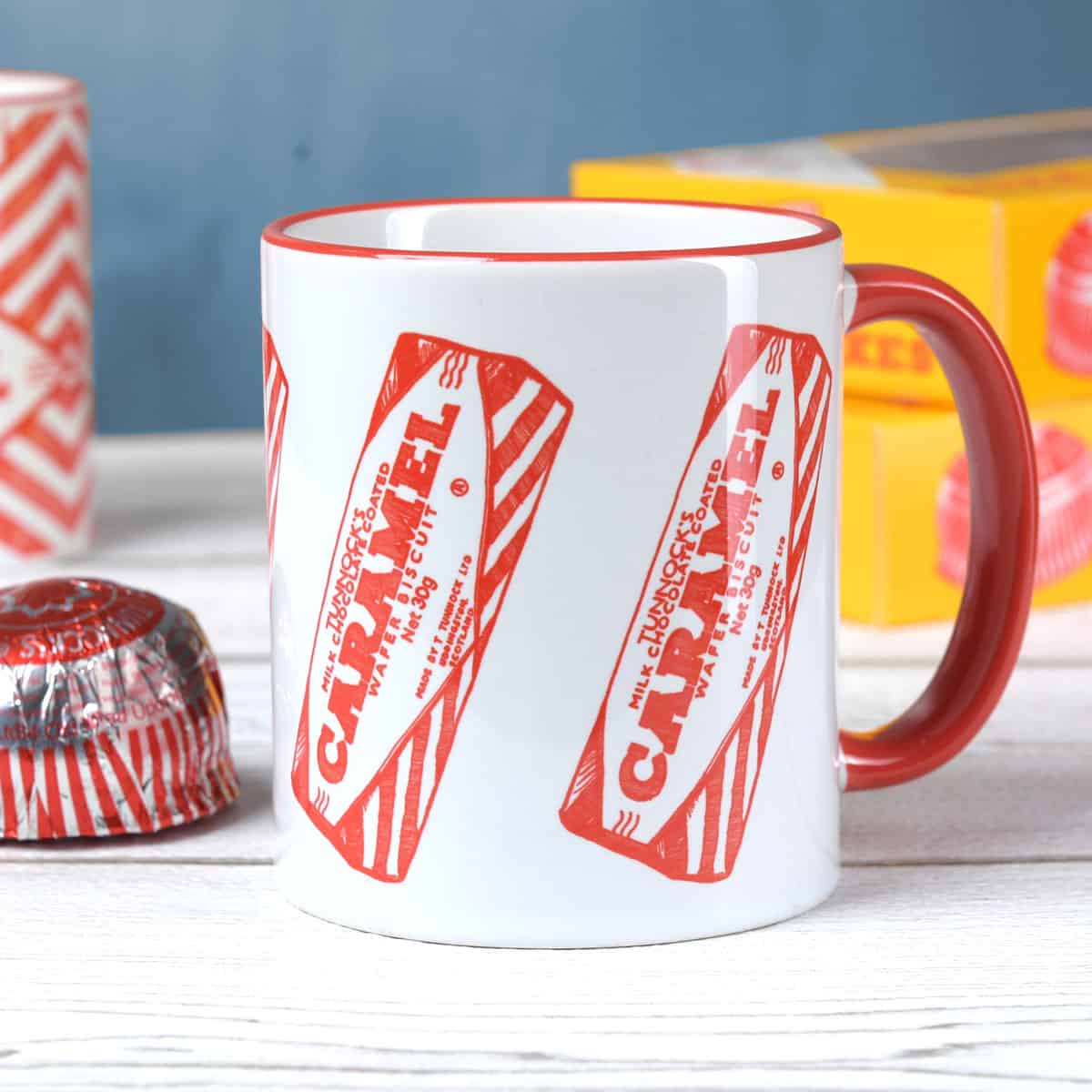 Tunnock's Caramel Wafer & Teacake Chunky Ceramic China Mug - Scottish Gift (Ceramic Caramel Wafer Repeat)