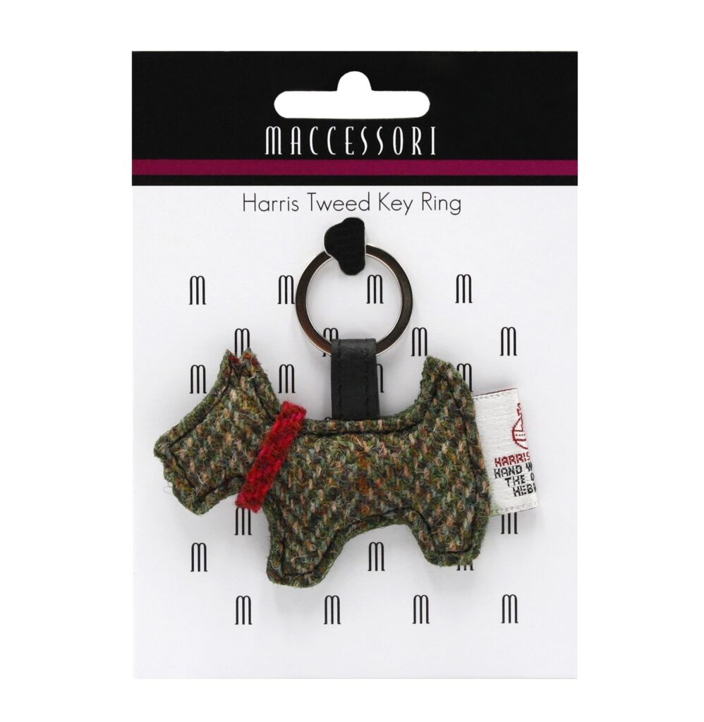 Maccessori Dog Keyring with Harris Tweed - Country Green