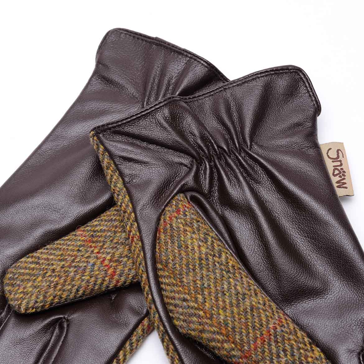 Men's Islander Gloves with Harris Tweed Chestnut Herringbone - Smart Phone Friendly