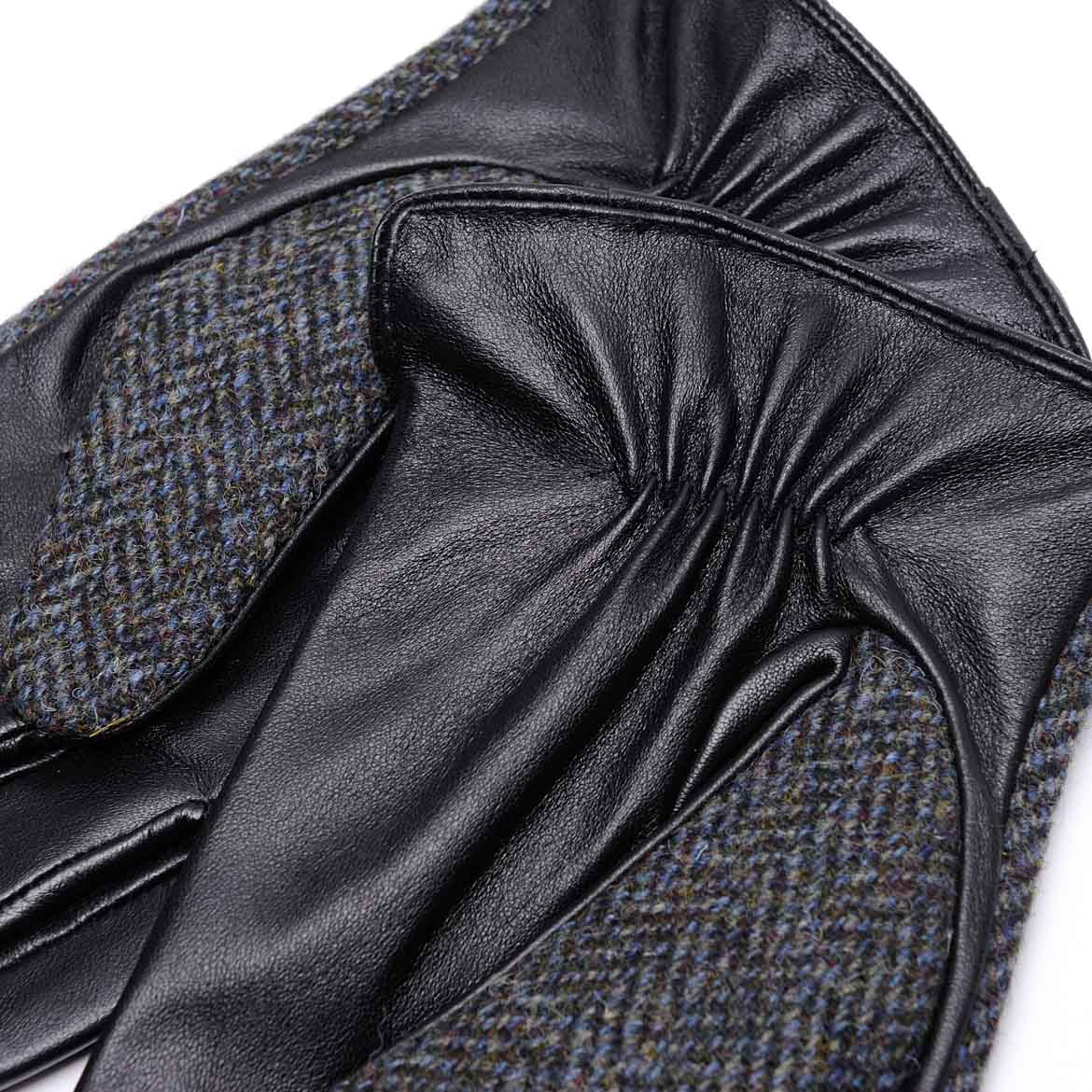 Men's Islander Black and Grey Herringbone Gloves - Smart Phone Friendly