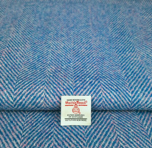 Harris Tweed Large Blue Pink Herringbone Cloth Fabric