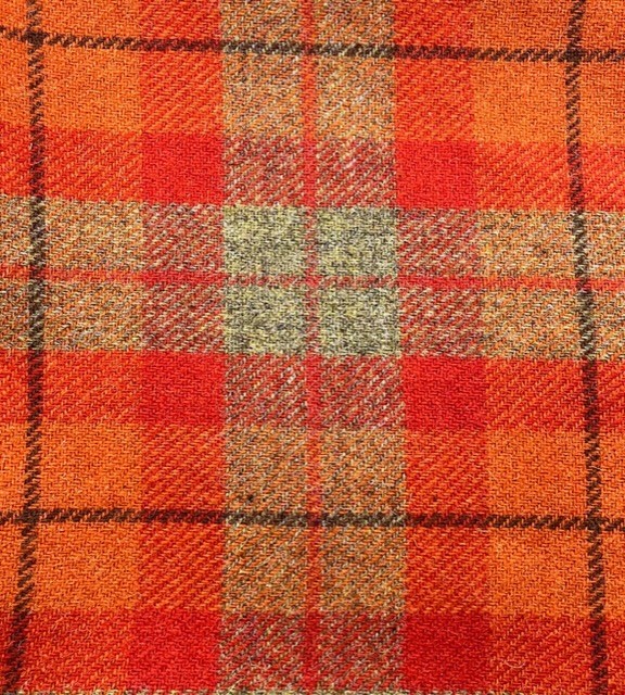 Harris Tweed Orange Check Cloth Fabric