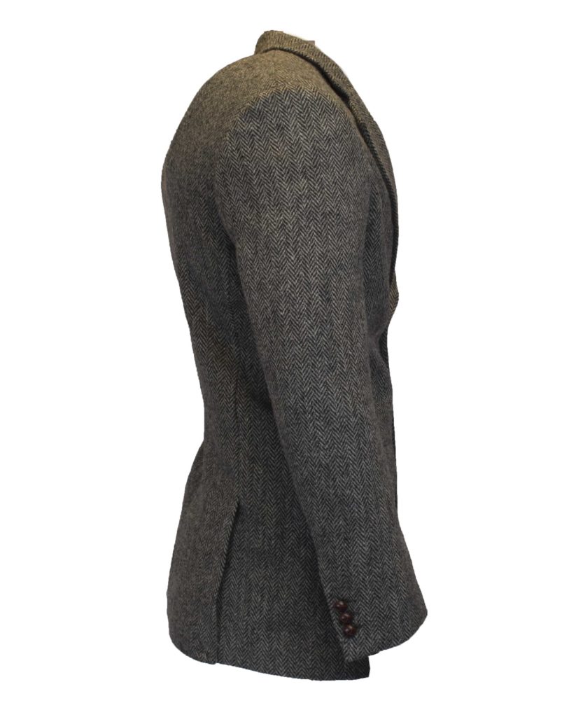 Men's Steel Grey Harris Tweed Herringbone Country Blazer Jacket