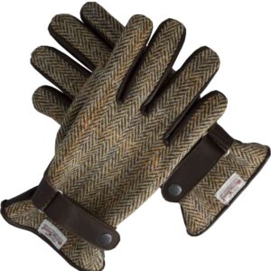 leather tweed gloves