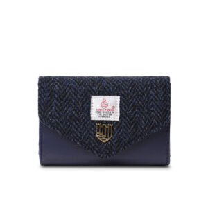 Harris Tweed Card Holder Wallet in Blue Check - Men's Minimalist Card Wallet - Maccessori