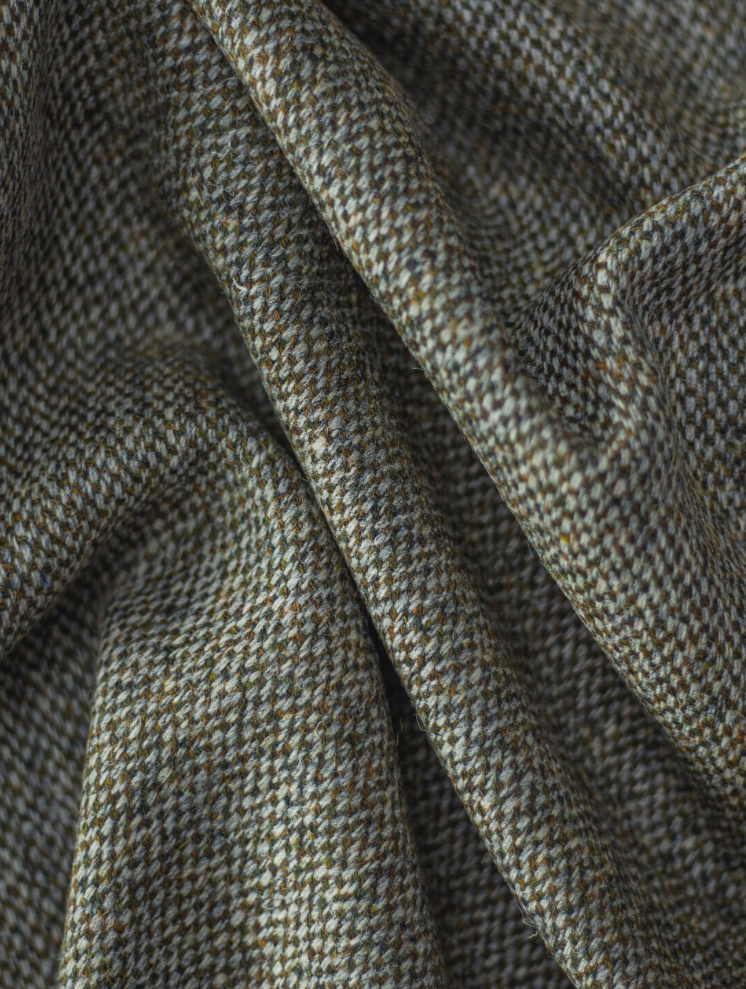 Harris Tweed Green Brown Barleycorn Cloth Fabric