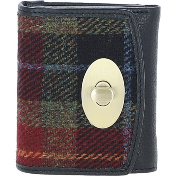 elegant-ashwood-leather-x-harris-tweed-trifold-twist-lock-purse-black-green-red-tw-10-07-br-p8840-32622_image