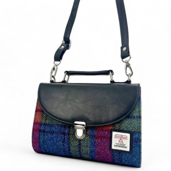 Mini Day Bag Blue Pink Check Harris Tweed (2)